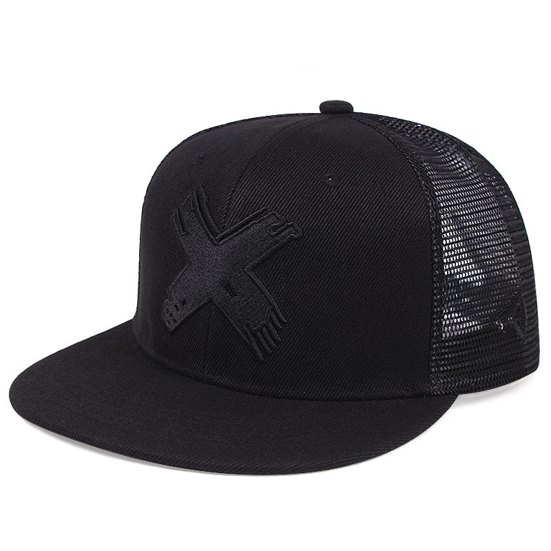 Men's Adjustable Trucker Baseball Cap Flat Bill Mesh Snapback Hat
