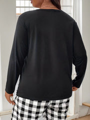 Cats Print Long Sleeve Round Neck Pajama Top