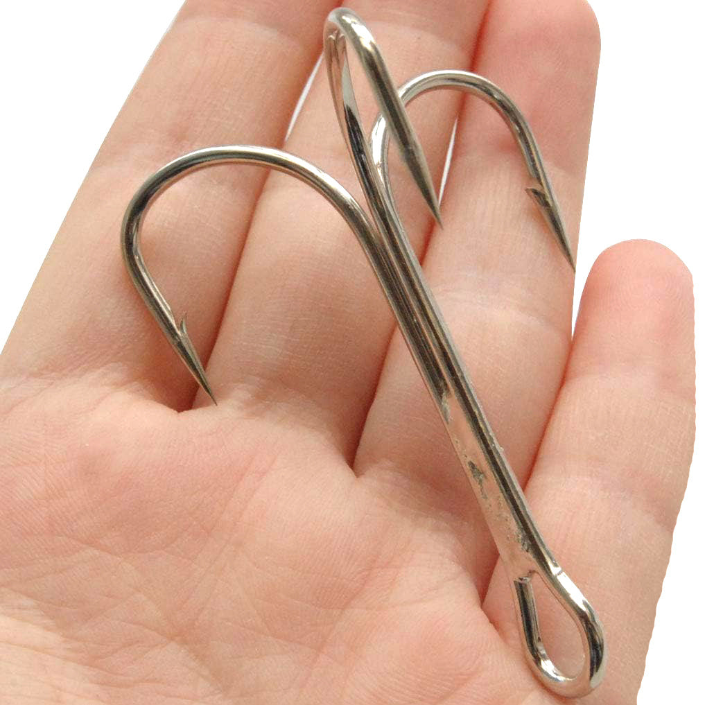 10pcs 4X Strong Fishing Hooks High Carbon Steel Treble Hook Barbed Salt