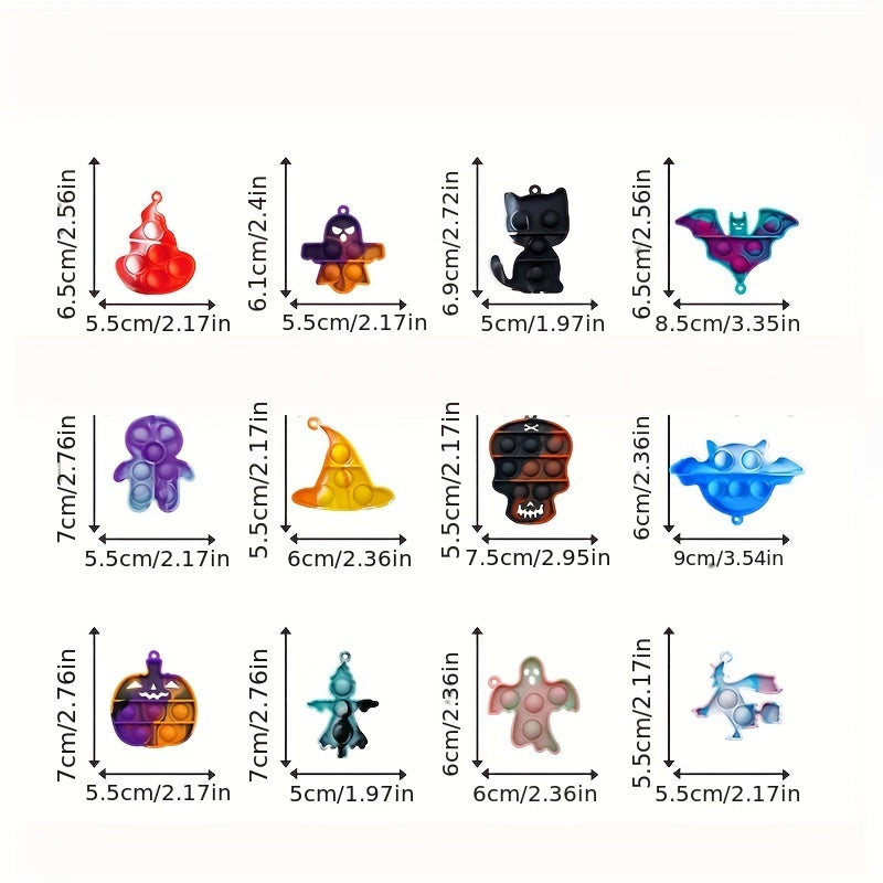 48pcs Random Halloween Toys Christmas Decompression Mini Keychain