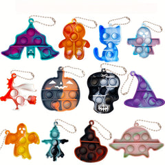 48pcs Random Halloween Toys Christmas Decompression Mini Keychain