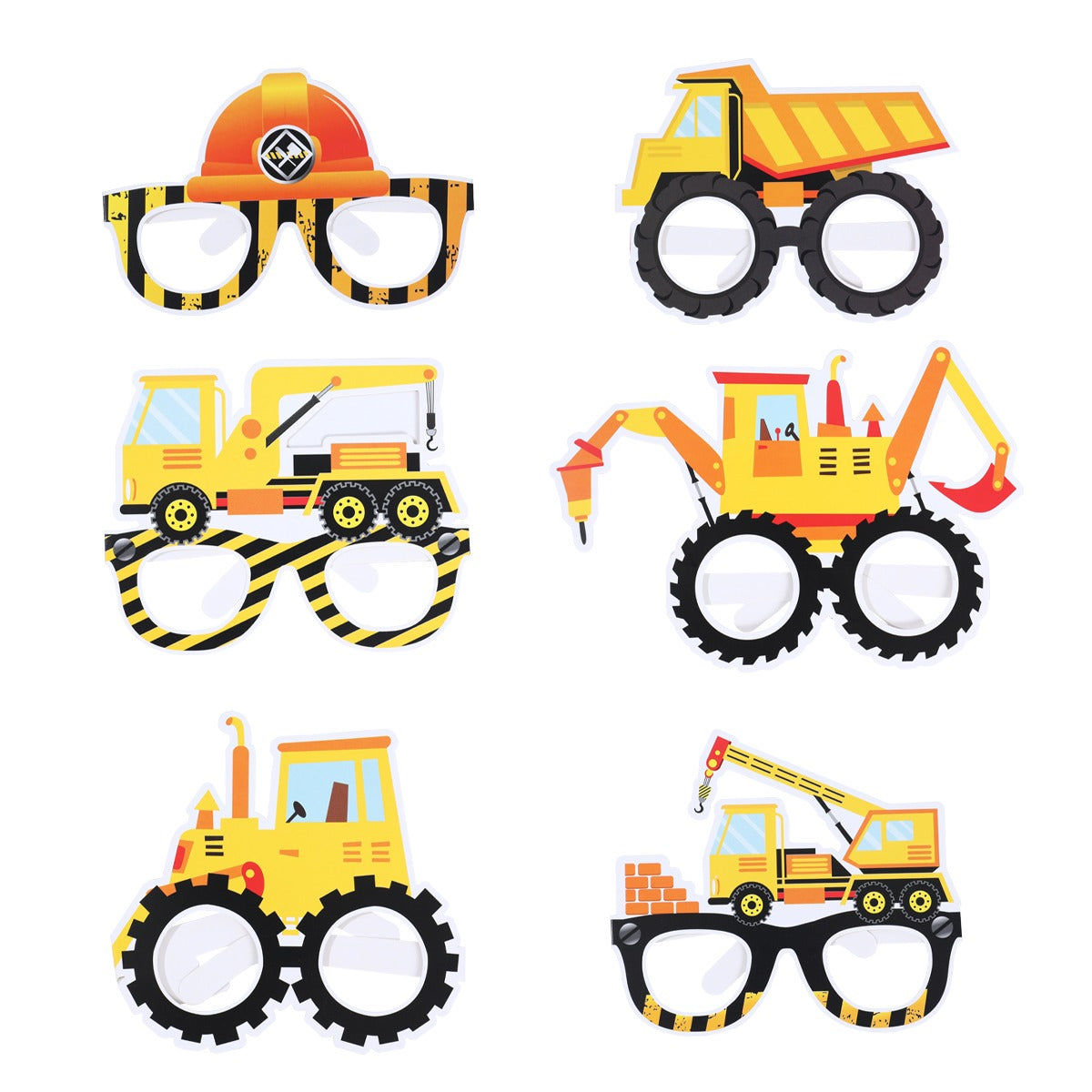 12 Pairs Paper Glasses Construction Birthday Decoration