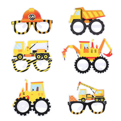 12 Pairs Paper Glasses Construction Birthday Decoration