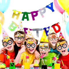 12 Pairs Paper Glasses Construction Birthday Decoration