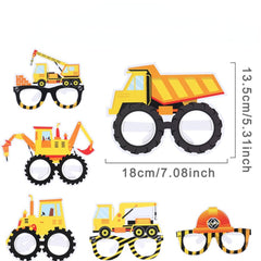 12 Pairs Paper Glasses Construction Birthday Decoration