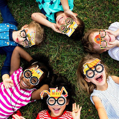 12 Pairs Paper Glasses Construction Birthday Decoration