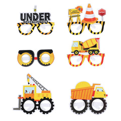 12 Pairs Paper Glasses Construction Birthday Decoration