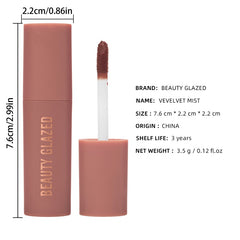 Waterproof Matte Velvet Lip Gloss Nude Brown Caramel Long-Lasting Smooth Finish