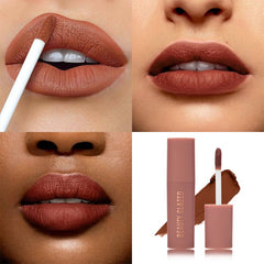 Waterproof Matte Velvet Lip Gloss Nude Brown Caramel Long-Lasting Smooth Finish
