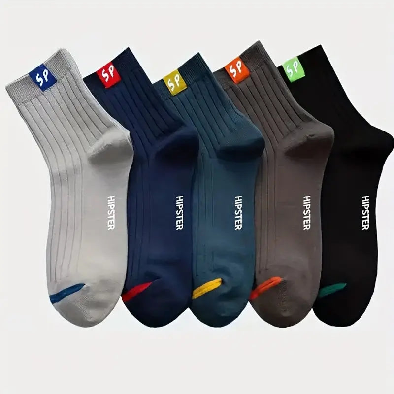 Men's Solid Crew Socks Breathable Casual Unisex Socks All Seasons
