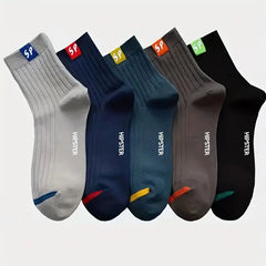 Men's Solid Crew Socks Breathable Casual Unisex Socks All Seasons