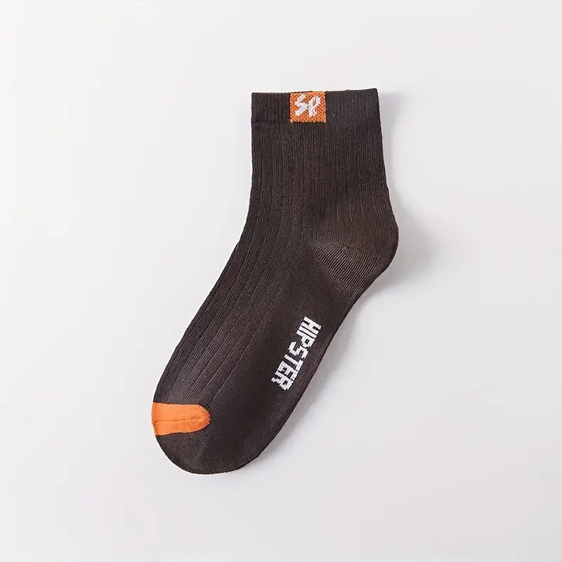Men's Solid Crew Socks Breathable Casual Unisex Socks All Seasons