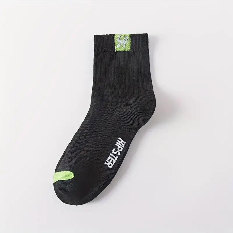 Men's Solid Crew Socks Breathable Casual Unisex Socks All Seasons