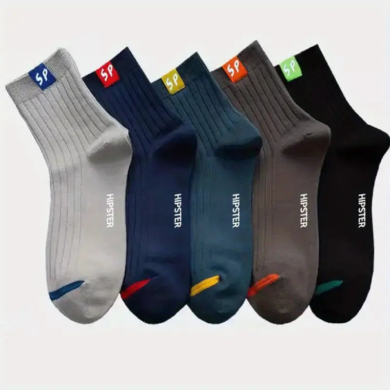Men's Solid Crew Socks Breathable Casual Unisex Socks All Seasons