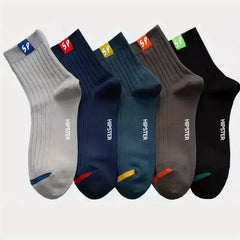 Men's Solid Crew Socks Breathable Casual Unisex Socks All Seasons