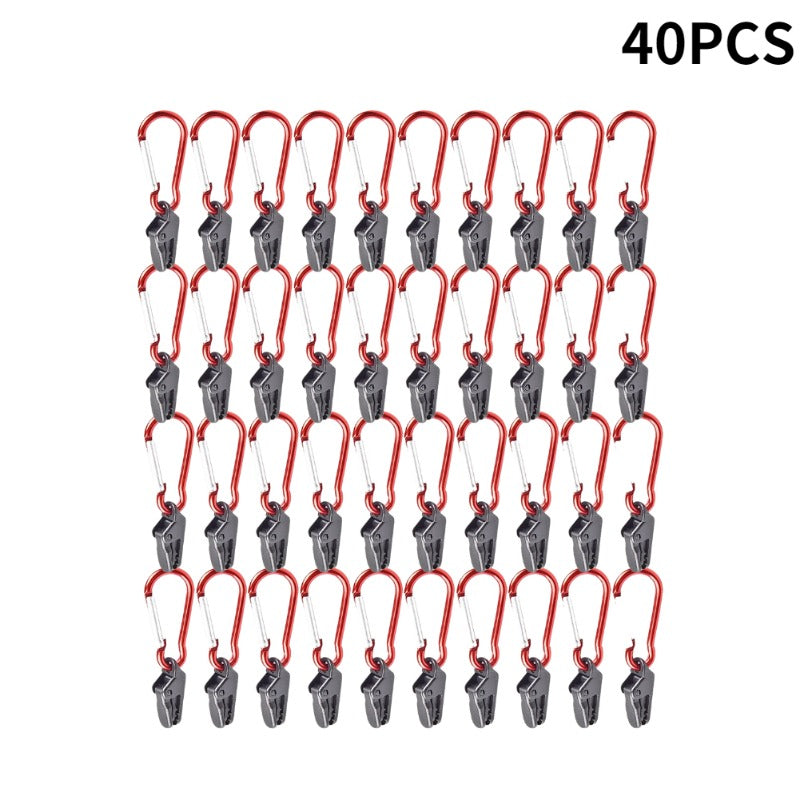 50pcs Tent Awning Fixing Clamp with Carabiner Hook for Camping