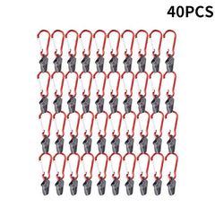 50pcs Tent Awning Fixing Clamp with Carabiner Hook for Camping