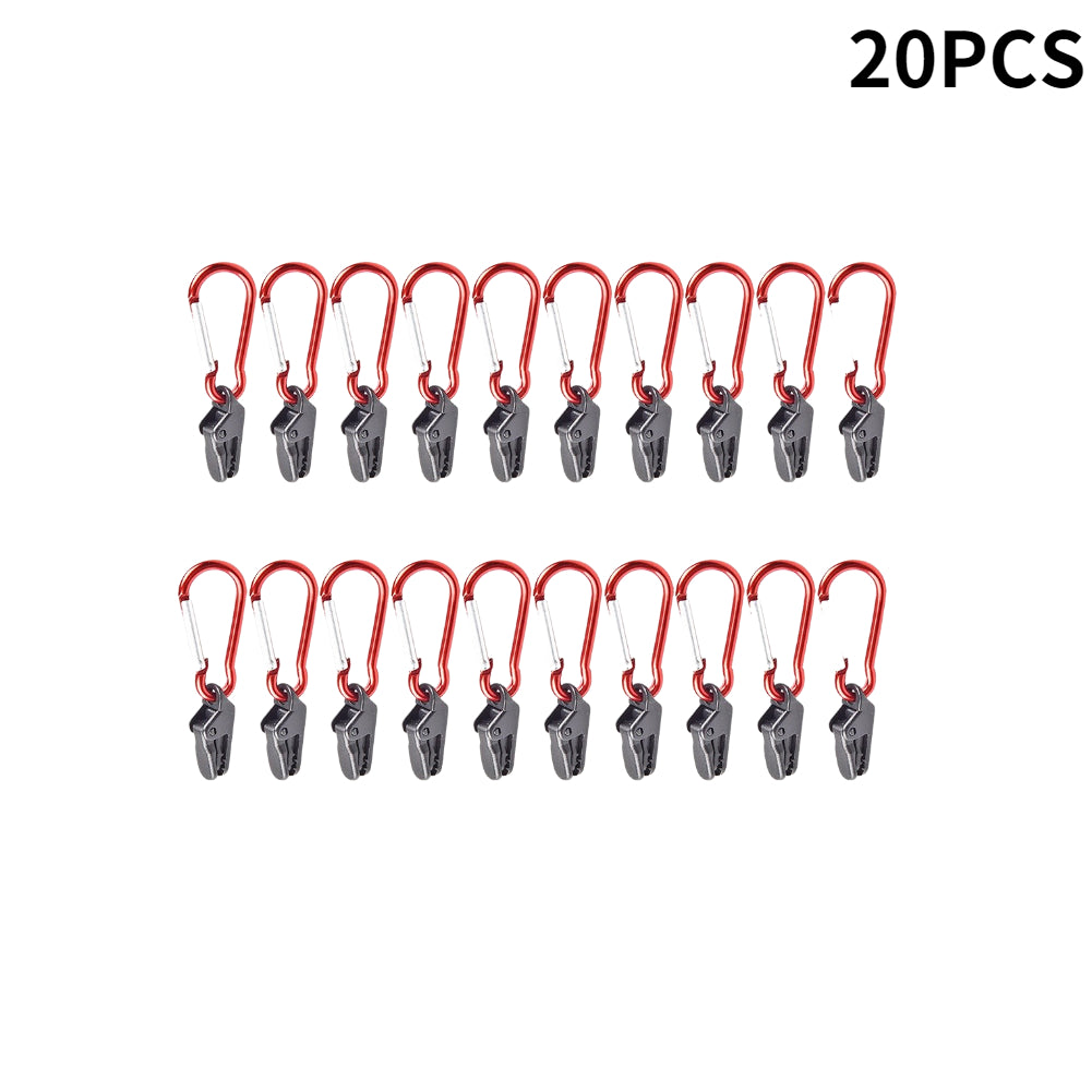50pcs Tent Awning Fixing Clamp with Carabiner Hook for Camping