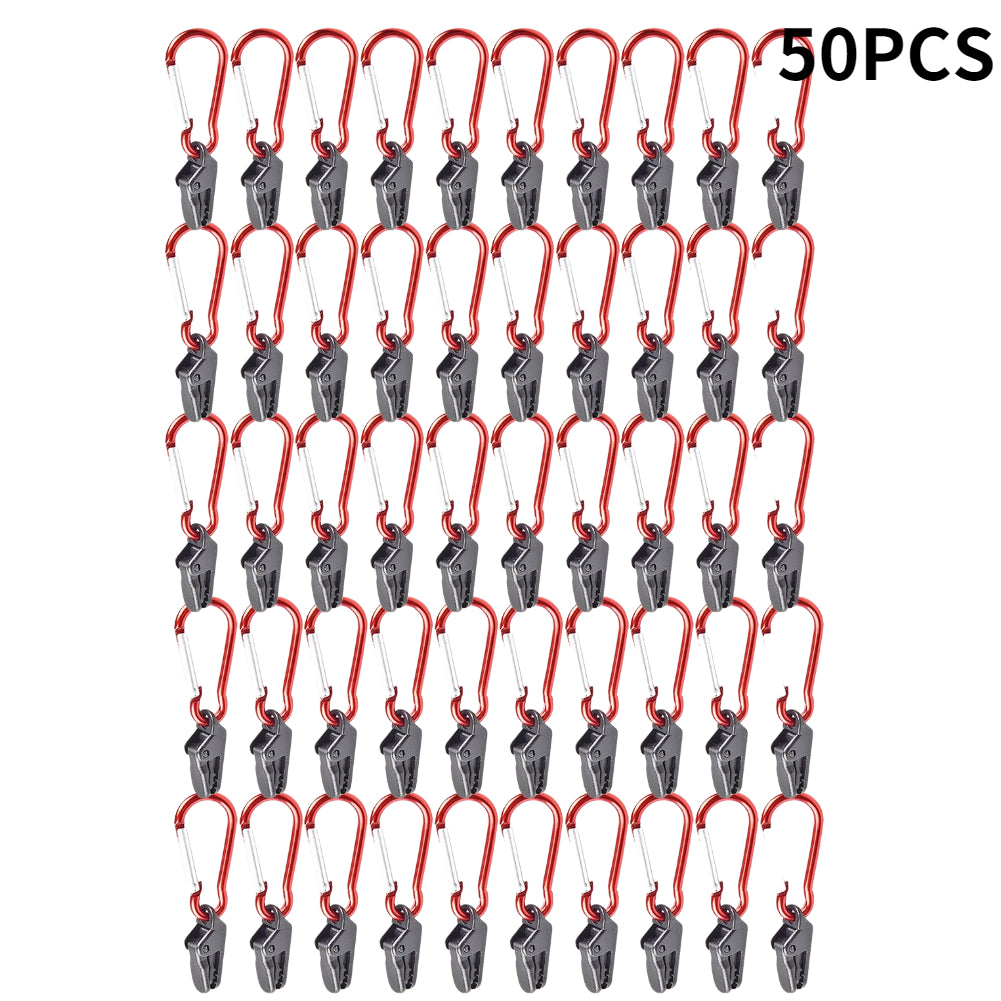 50pcs Tent Awning Fixing Clamp with Carabiner Hook for Camping