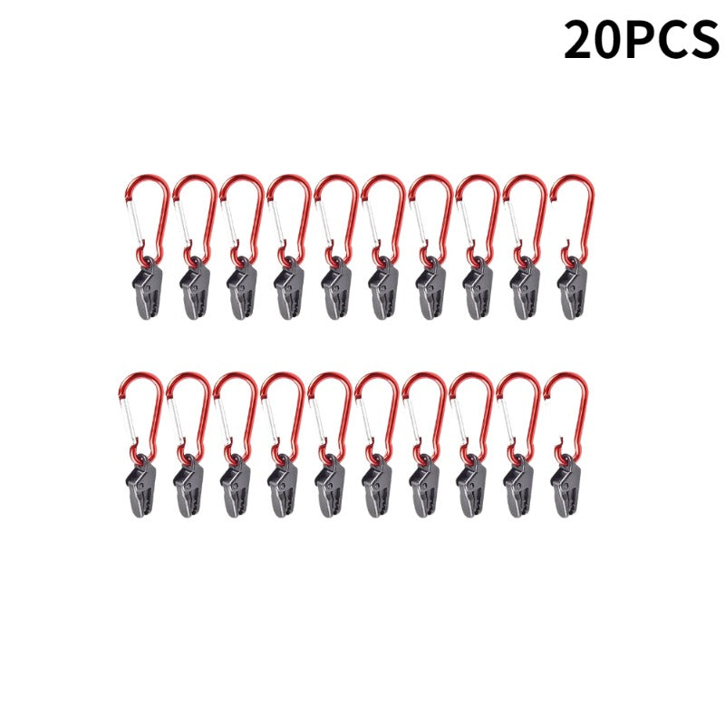 50pcs Tent Awning Fixing Clamp with Carabiner Hook for Camping