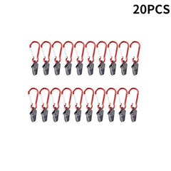 50pcs Tent Awning Fixing Clamp with Carabiner Hook for Camping