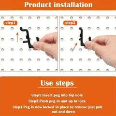 20pcs J Shape Peg Hook Organizer for Peg Board Durable
