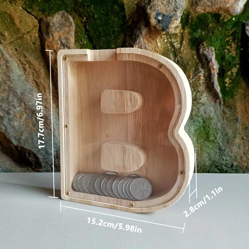 Wooden Piggy Bank Coin Jar DIY Storage Jar Alphabet Coin Bank