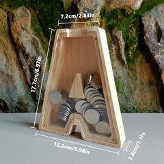 Wooden Piggy Bank Coin Jar DIY Storage Jar Alphabet Coin Bank