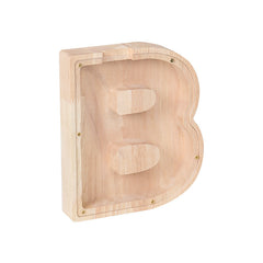 Wooden Piggy Bank Coin Jar DIY Storage Jar Alphabet Coin Bank