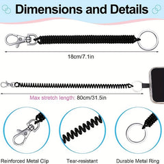 12pcs Retractable Coil Spring Keychain - Prevent Key Lost - 12 Colors