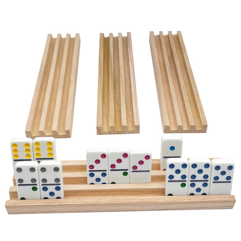Wooden Domino Rack Set - Domino Tray Storage Rack - Anti Slip Base