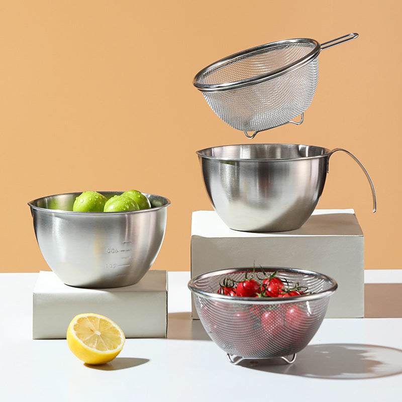 Stainless Steel Baking Basin Fruit Drainer For Kitchen