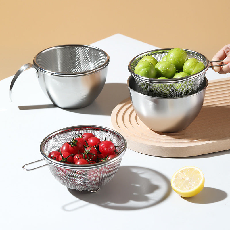 Stainless Steel Baking Basin Fruit Drainer For Kitchen