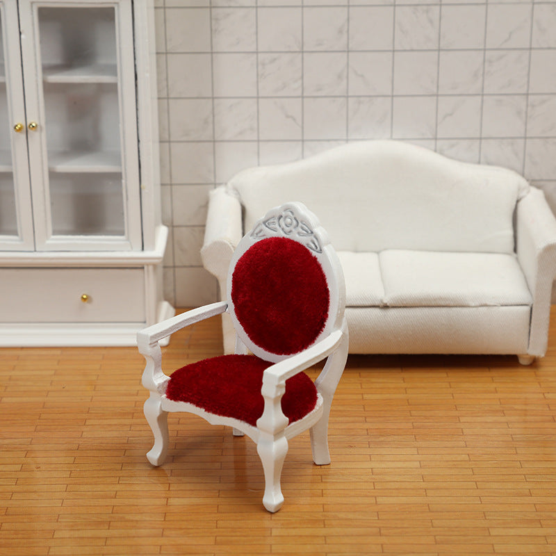 Dollhouse Mini Furniture Peach Armrest Chair Christmas Thanksgiving Decor
