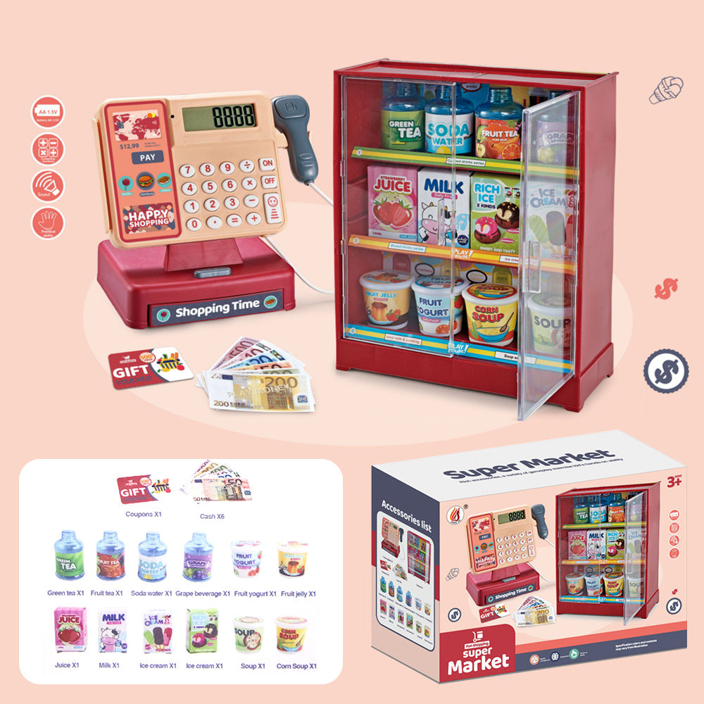 Kids Cash Register Pretend Play Toy with Scanner and Credit Card