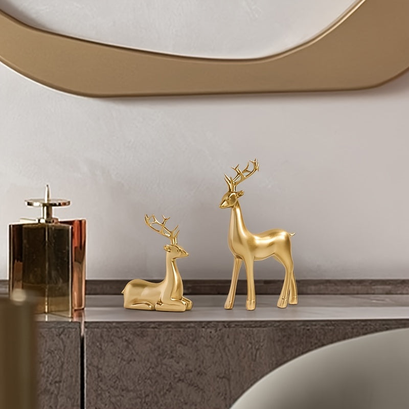 Golden Deer Ornaments Elk Statues Xmas Decorations