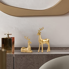 Golden Deer Ornaments Elk Statues Xmas Decorations