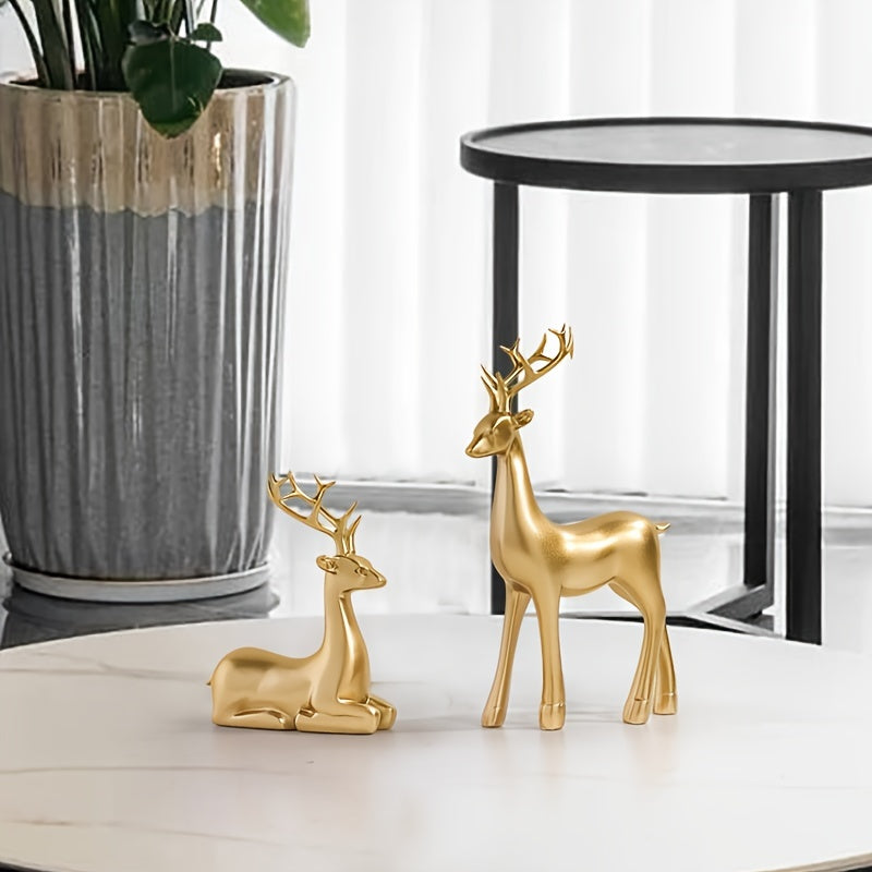 Golden Deer Ornaments Elk Statues Xmas Decorations