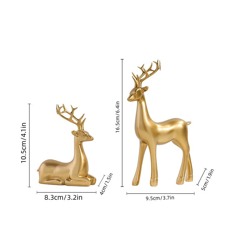 Golden Deer Ornaments Elk Statues Xmas Decorations