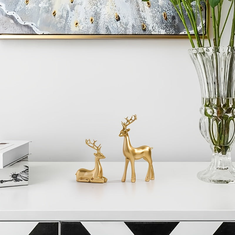 Golden Deer Ornaments Elk Statues Xmas Decorations