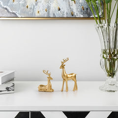 Golden Deer Ornaments Elk Statues Xmas Decorations