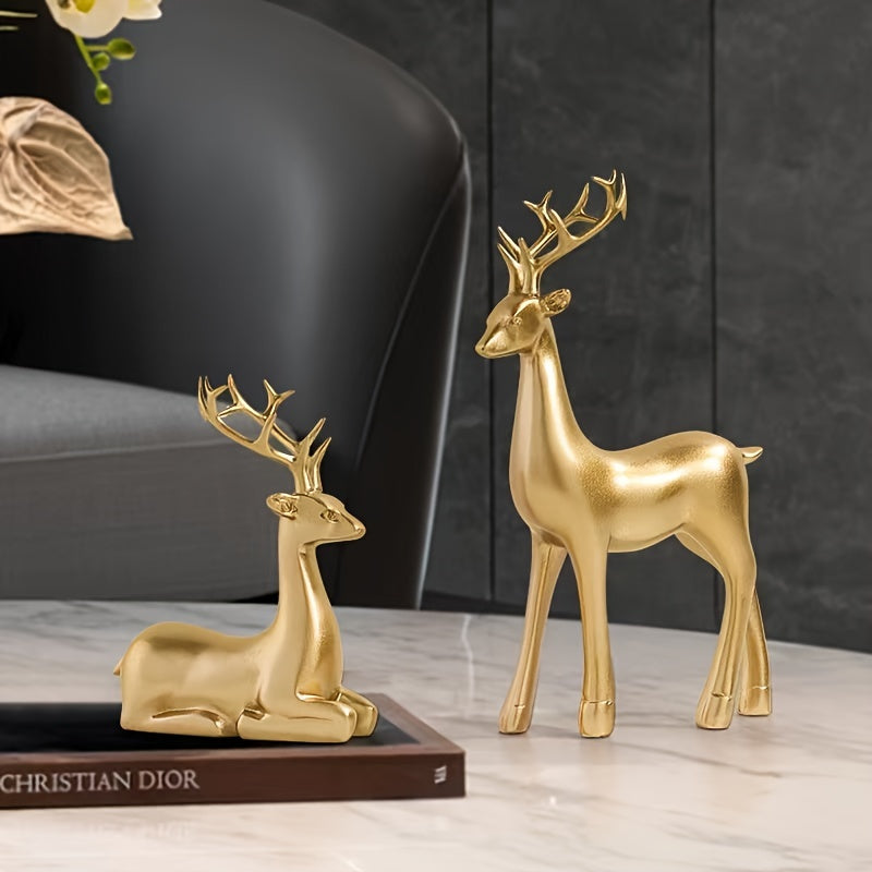 Golden Deer Ornaments Elk Statues Xmas Decorations