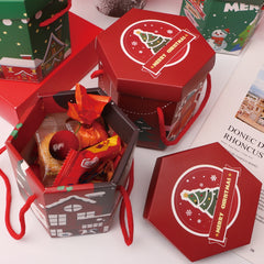 10pcs Xmas Gift Box with Portable Rope for Candy Merry Christmas