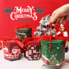 10pcs Xmas Gift Box with Portable Rope for Candy Merry Christmas