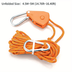 Adjustable Metal Pulley Wind Rope w/ Fixed Buckle for Tent