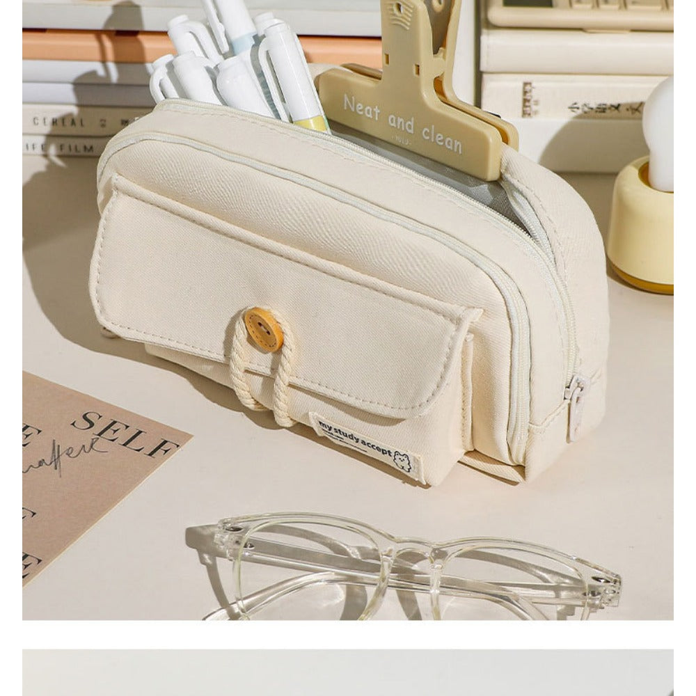 Roomy Zipper Makeup Brush Organizer Bag Pencil Case