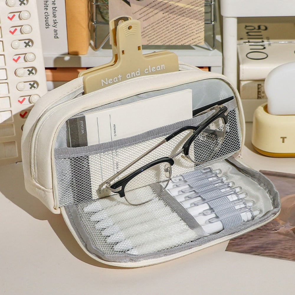 Roomy Zipper Makeup Brush Organizer Bag Pencil Case