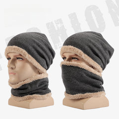 Velvet Warm Woolen Windproof Hat Ear Protection Neck Scarf Knitted Hat