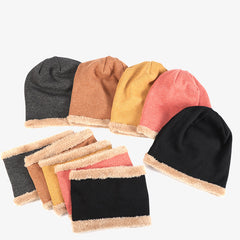 Velvet Warm Woolen Windproof Hat Ear Protection Neck Scarf Knitted Hat
