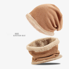 Velvet Warm Woolen Windproof Hat Ear Protection Neck Scarf Knitted Hat